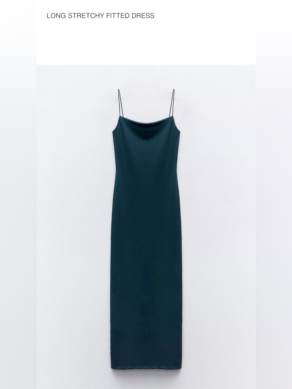 ZARA Stretchy Fitted Midi Dress in Dark Teal